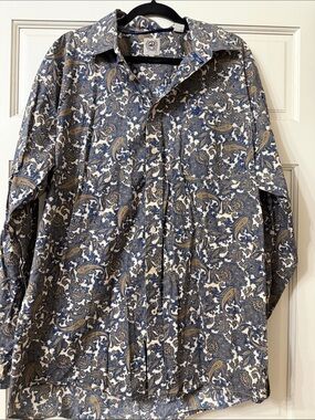 Cinch Blue and Cream Paisley Button-Front Shirt